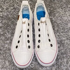Blowfish white Canvas Slip-Ons with Black Accents